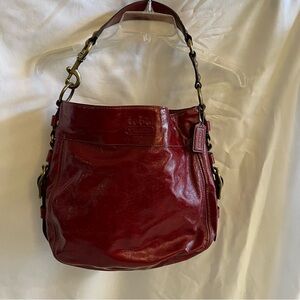 Coach Rich Red Hobo Patent Leather Shoulder Bag